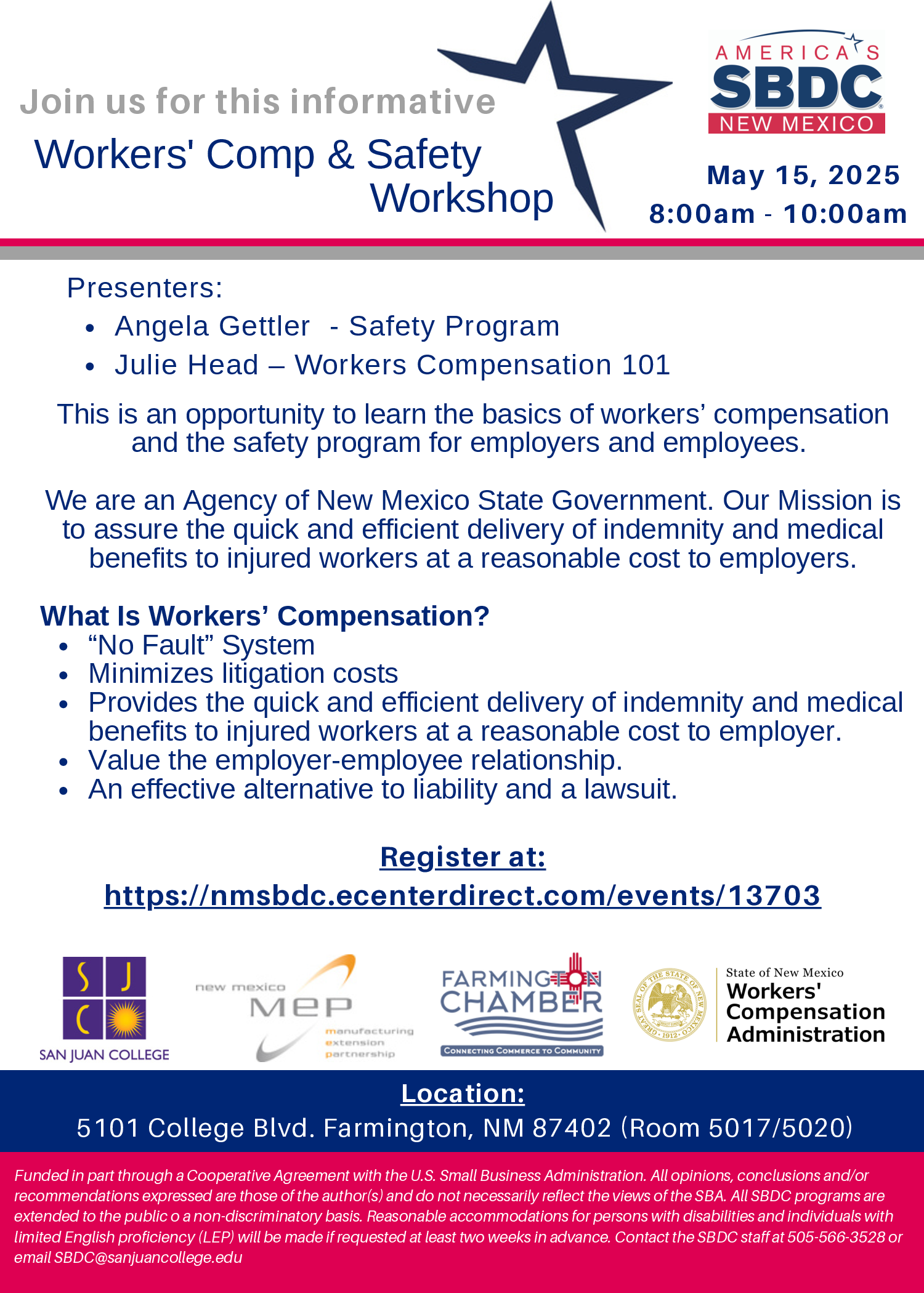 Workers comp workshop flyer